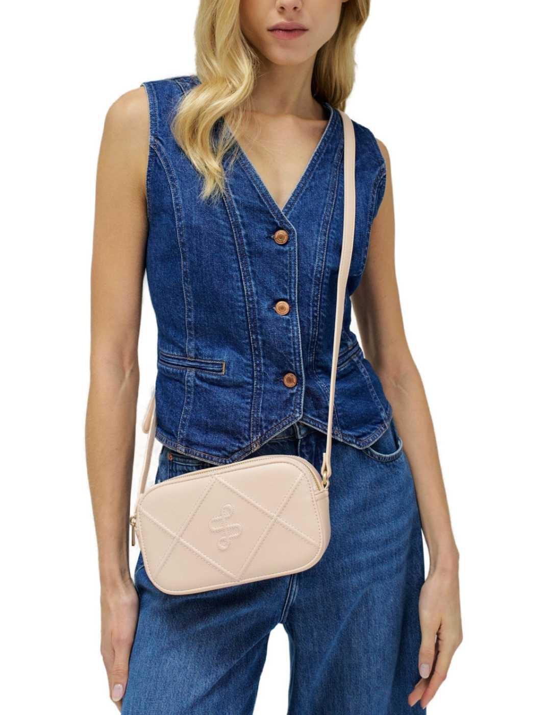 Bolso bandolera Salsa beige doble cremallera  para mujer
