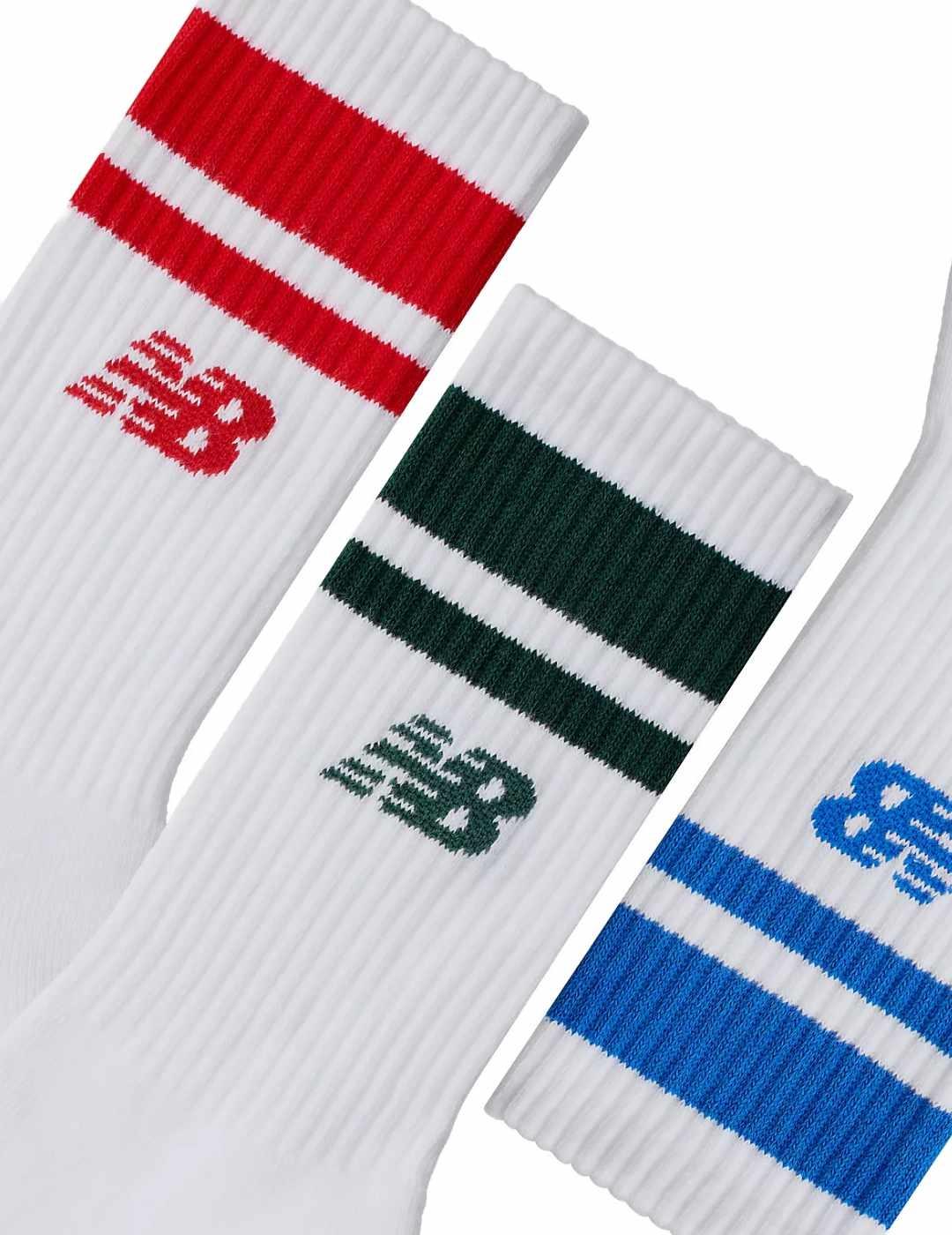 Calcetines altos New Balance Pack tres blancos Unisex