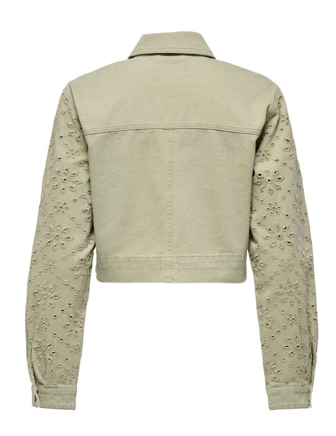 Chaqueta Only Elsa verde claro troquelada para mujer