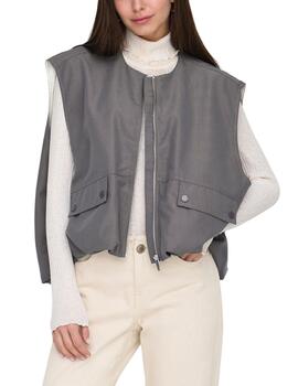 Chaleco Only Mary gris oscuro oversize para mujer