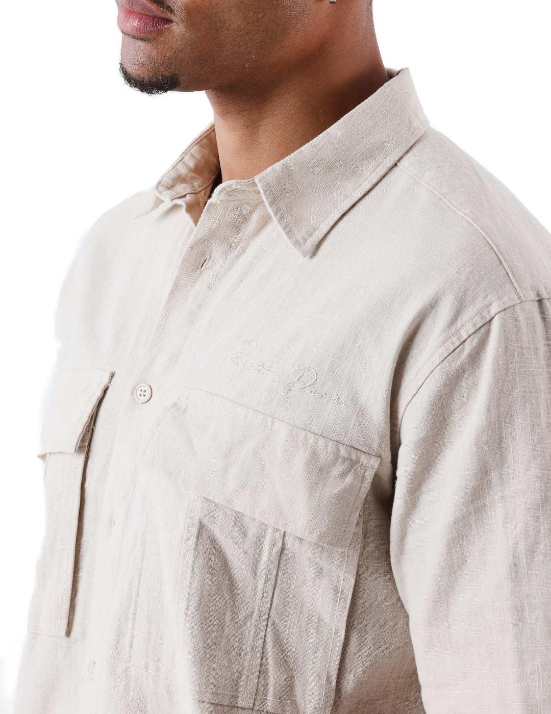 Camisa Project x Paris marfil manga corta lino para hombre