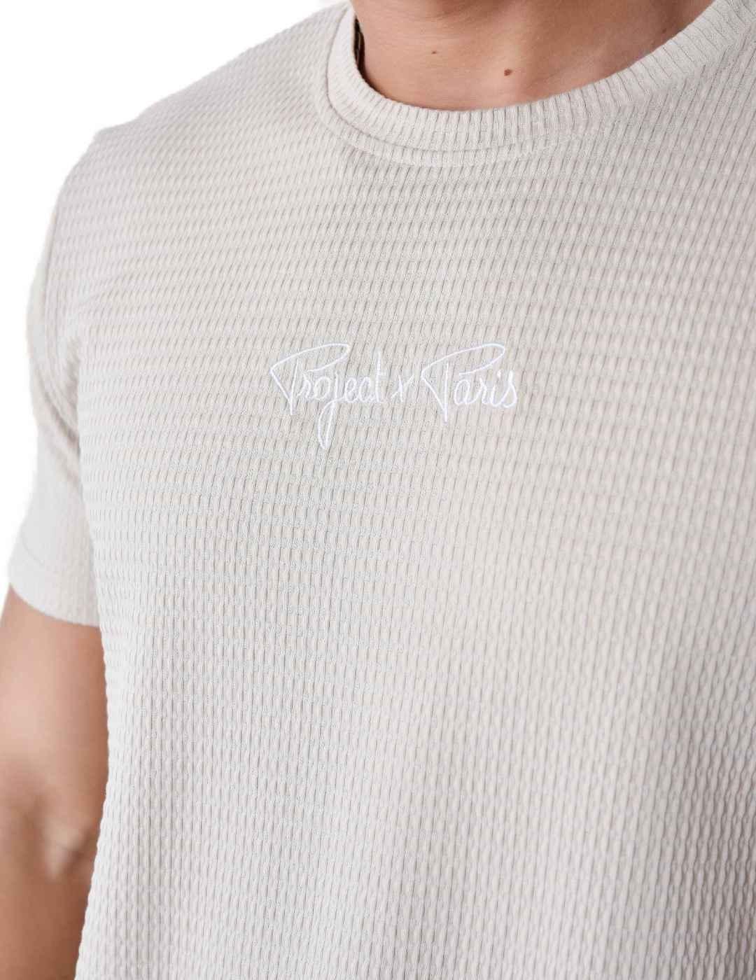 Camiseta Project X Paris textura beige manga corta de hombre