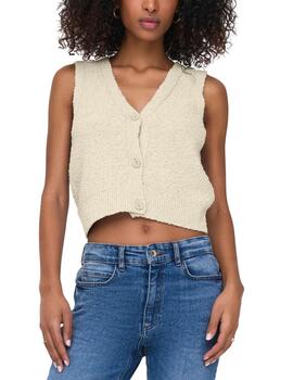 Chaleco Only Alvilda beige de punto con textura para mujer