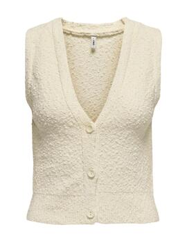 Chaleco Only Alvilda beige de punto con textura para mujer