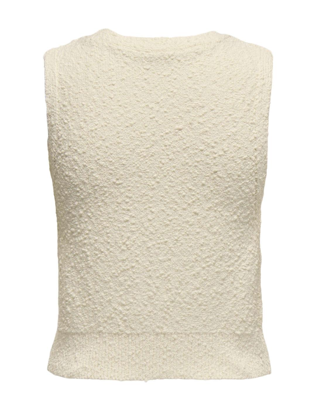 Chaleco Only Alvilda beige de punto con textura para mujer
