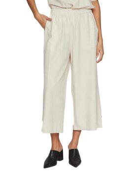 Pantalón Vila Prisilla culotte beige de lino para mujer
