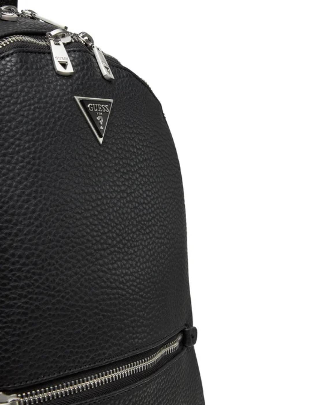 Mochila Guess Torino negra y plateada de polipiel unisex
