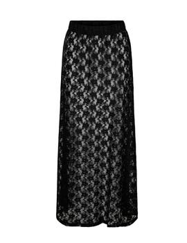 Falda midi Only Jen transparencias negra bordados para mujer