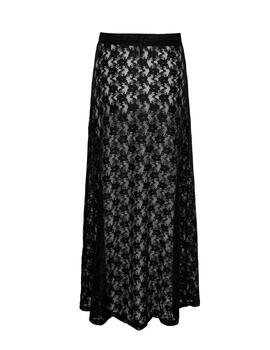 Falda midi Only Jen transparencias negra bordados para mujer