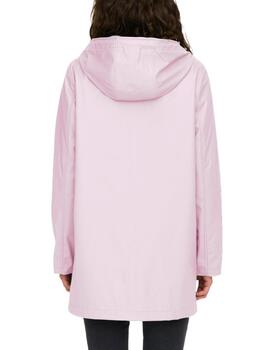 Chubasquero Only New Ellen rosa chicle con capucha de mujer