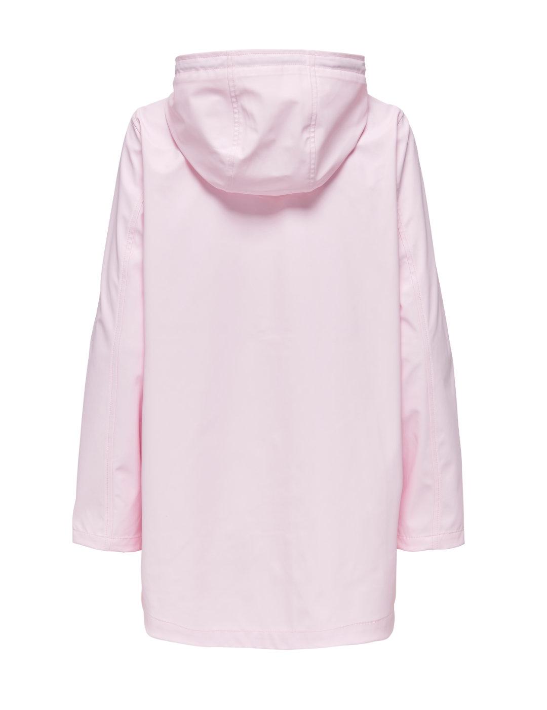 Chubasquero Only New Ellen rosa chicle con capucha de mujer