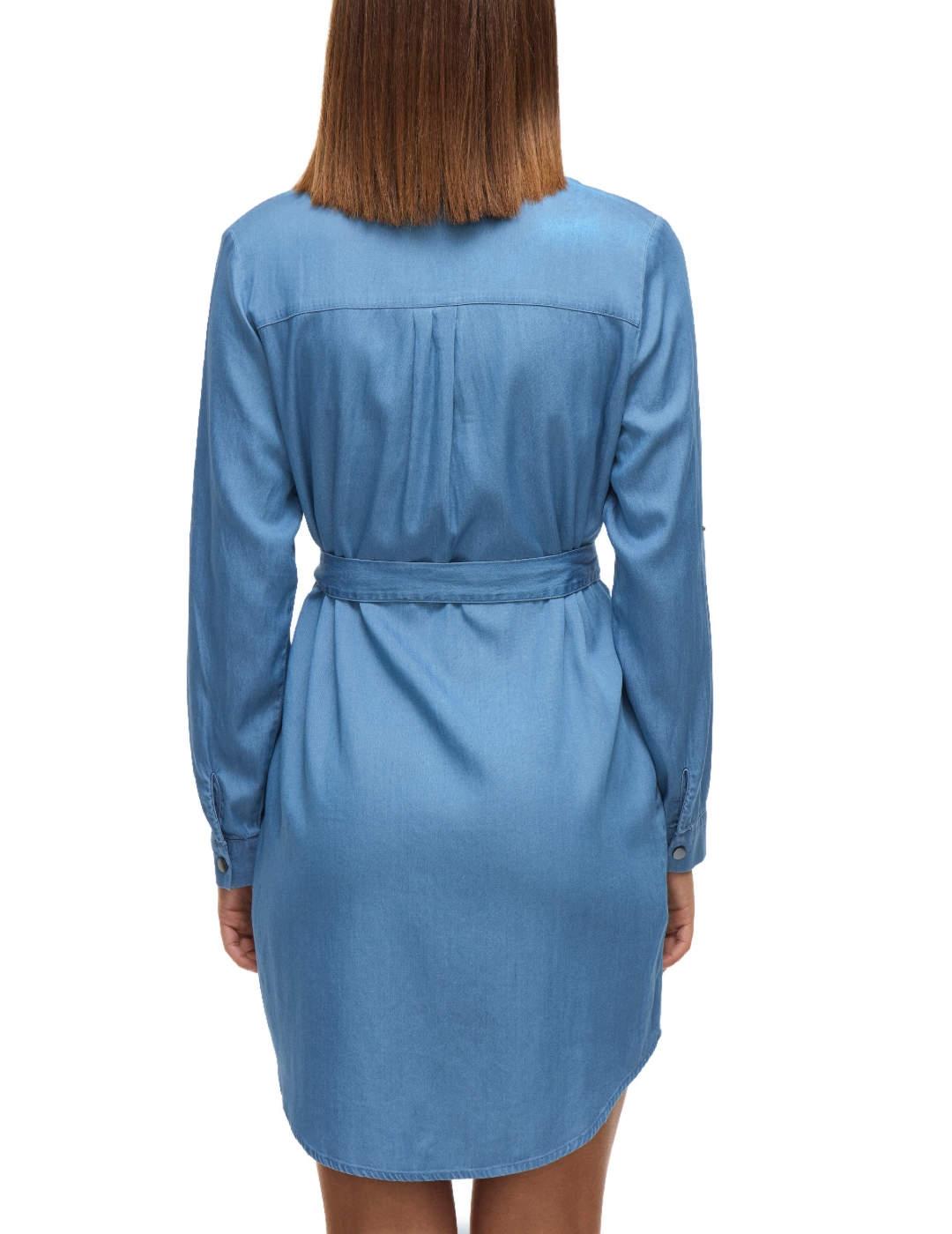 Vestido camisero Vila Bista en Tencel azul medio para mujer