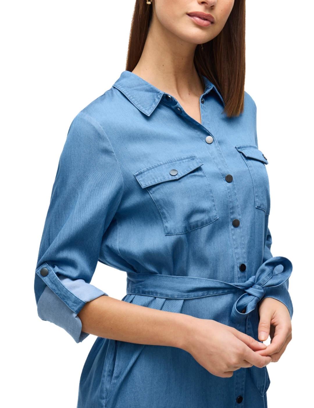 Vestido camisero Vila Bista en Tencel azul medio para mujer