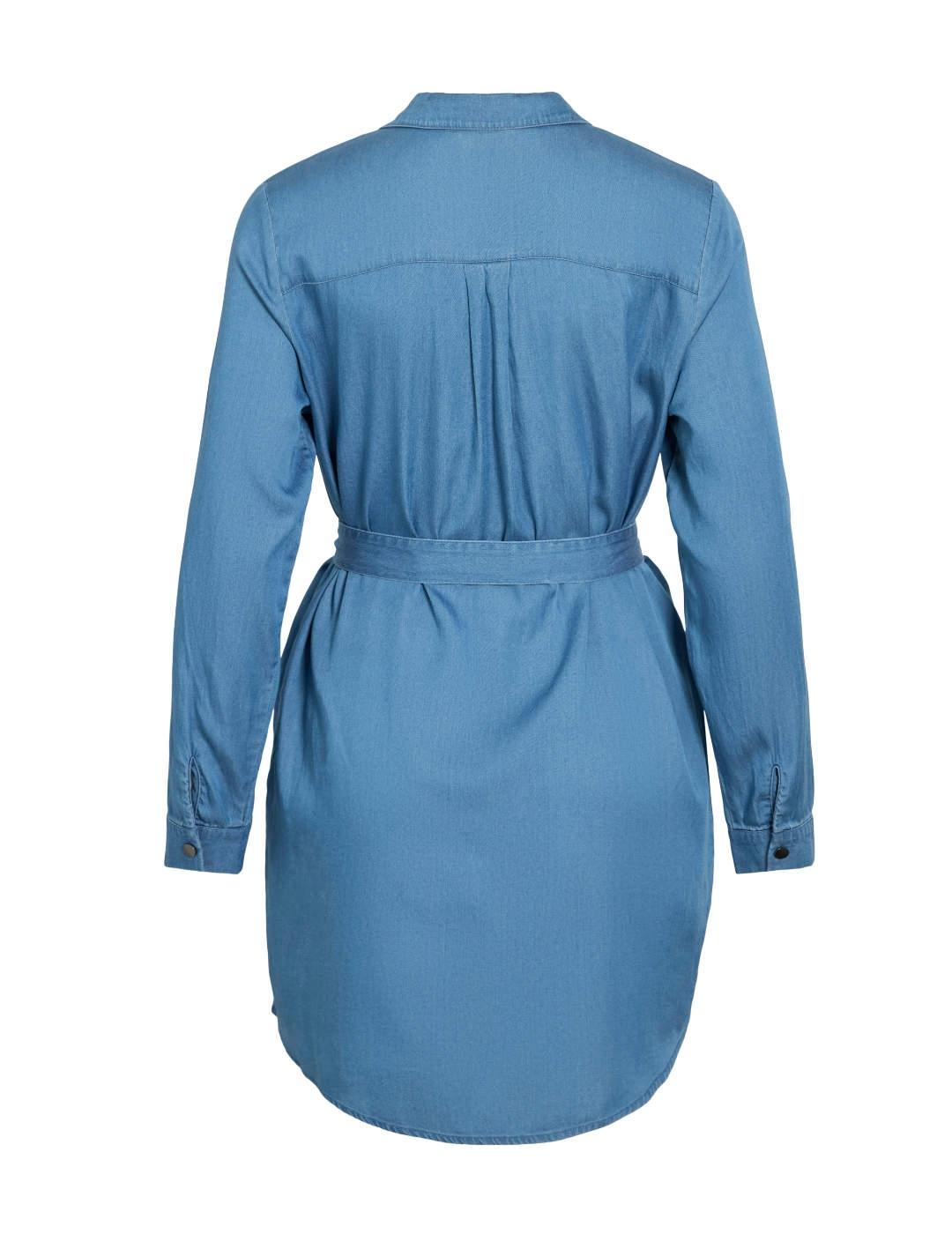 Vestido camisero Vila Bista en Tencel azul medio para mujer