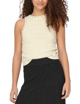 Top Only Jean tirante ancho crudo tachuelas para mujer