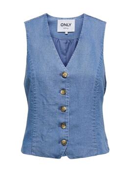 Chaleco Only Iris azul medio denim regular para mujer