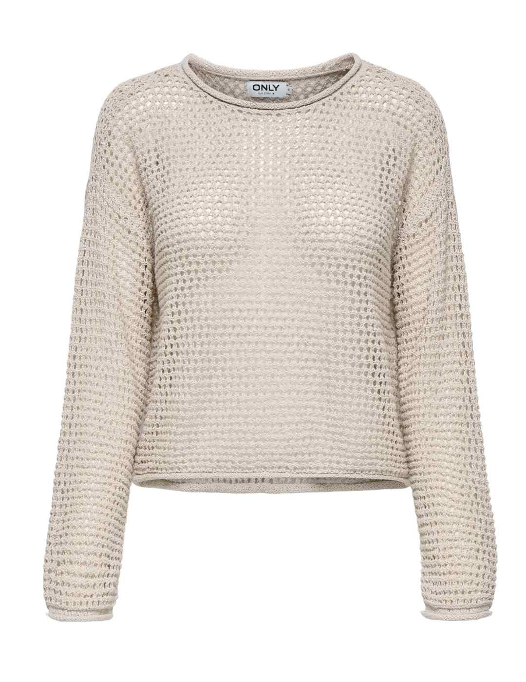 Jersey Only Siena beige de punto troquelado para mujer