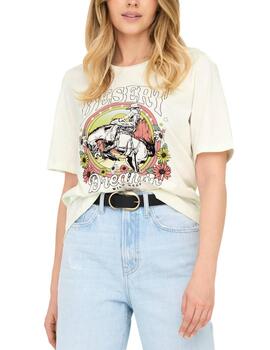 Camiseta Only Stacey blanca manga corta para mujer
