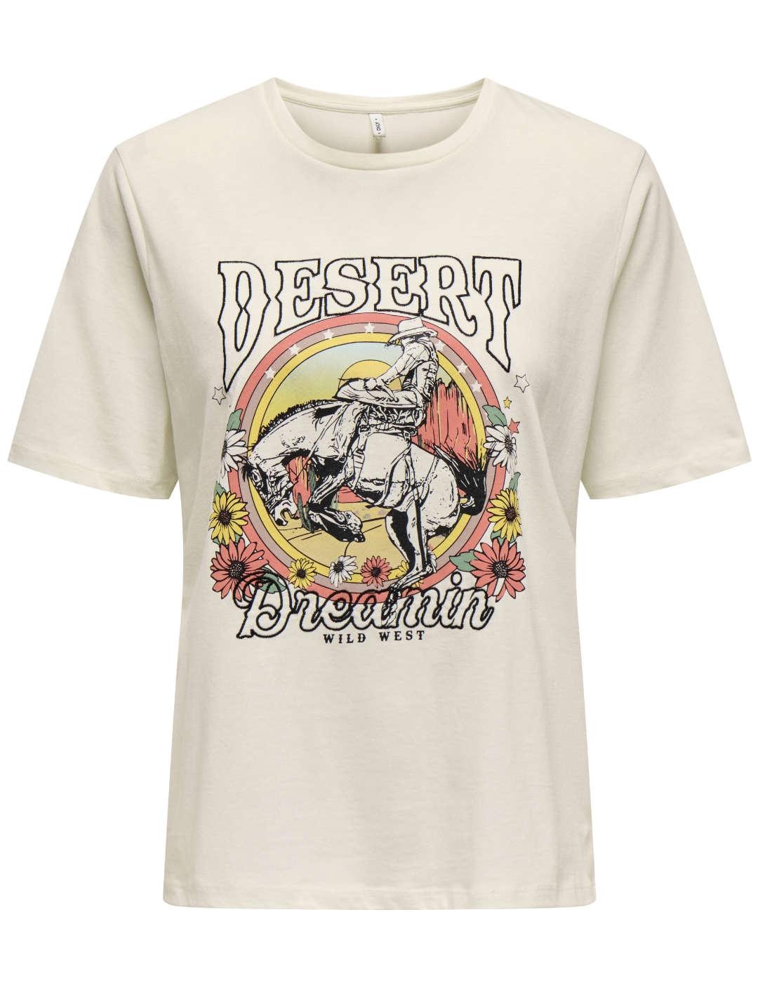 Camiseta Only Stacey blanca manga corta para mujer