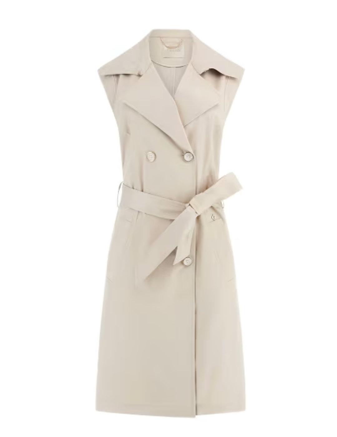 Vestido corto Guess Benedetta beige manga sisa para mujer