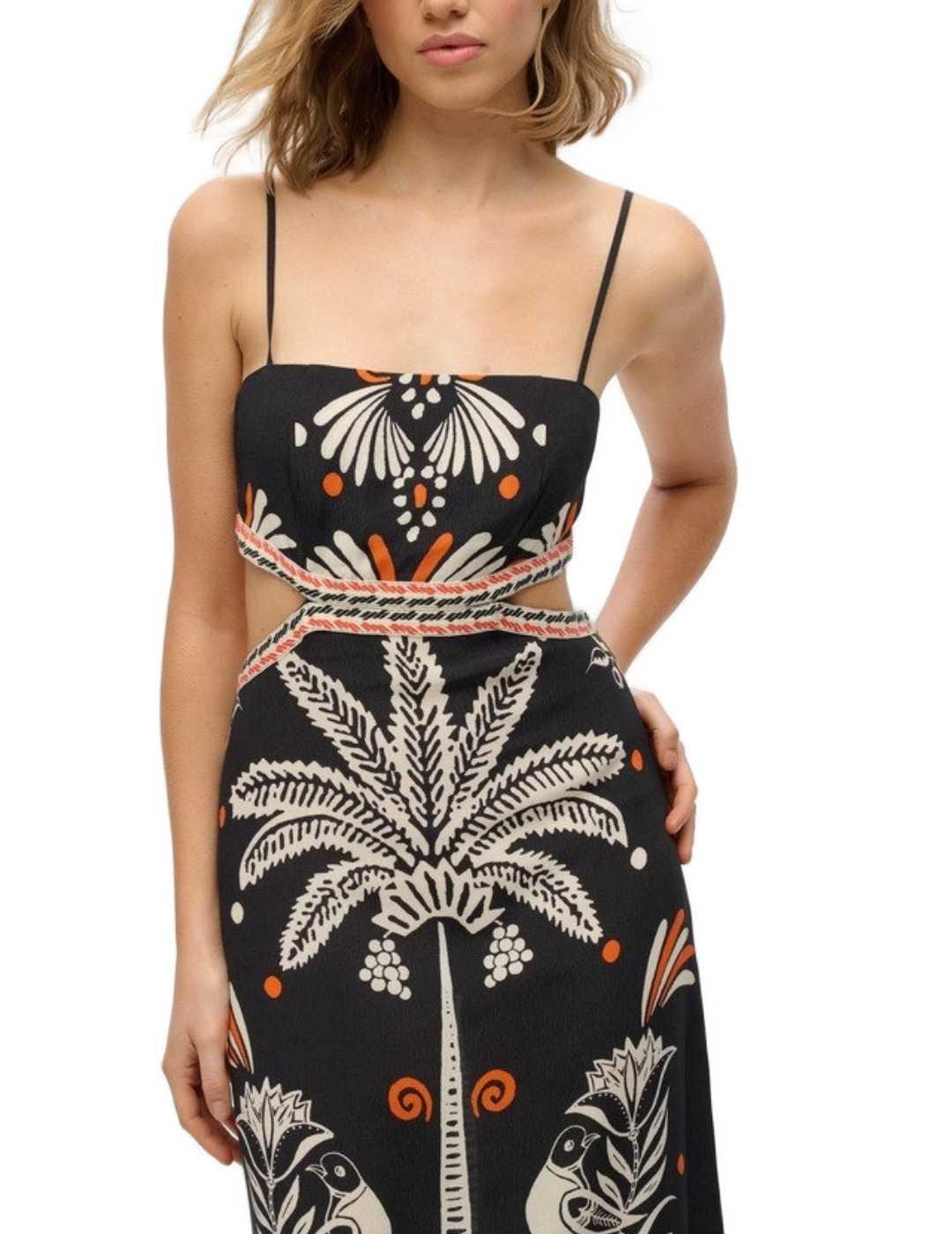 Vestido Superdry  diseño recortado negro tirantes de mujer