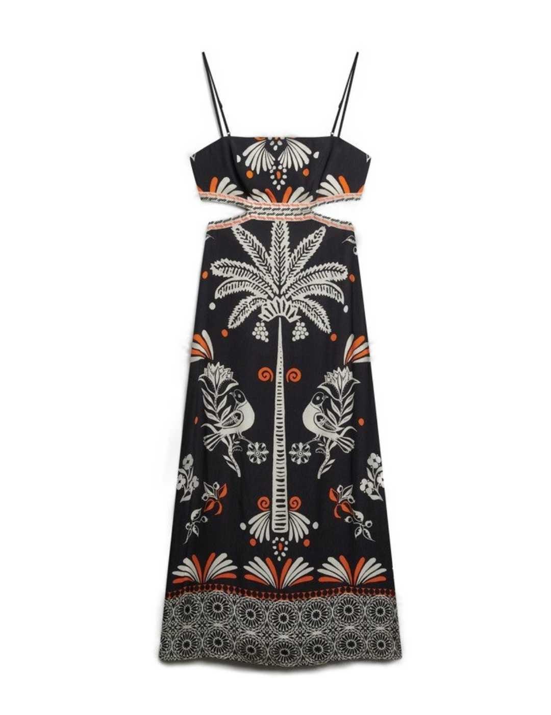 Vestido Superdry  diseño recortado negro tirantes de mujer