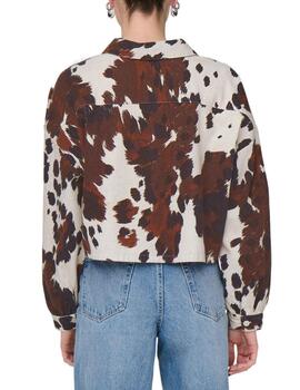 Camisa Only Canny beige y chocolate estampado para mujer