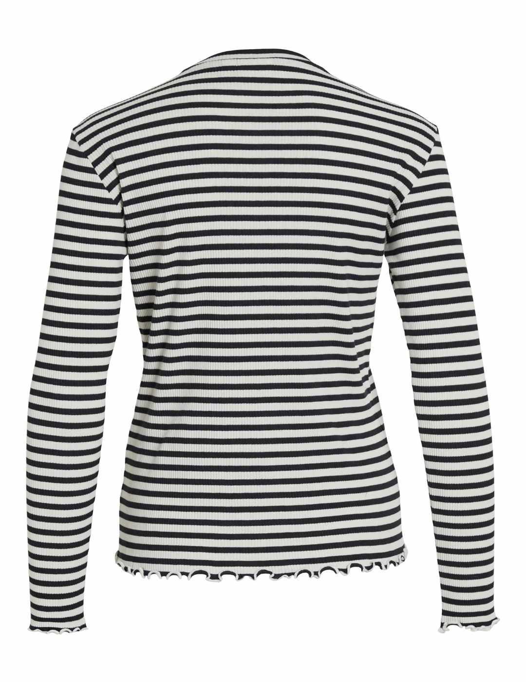 Camiseta Vila Thessa blanco raya negro manga larga de mujer