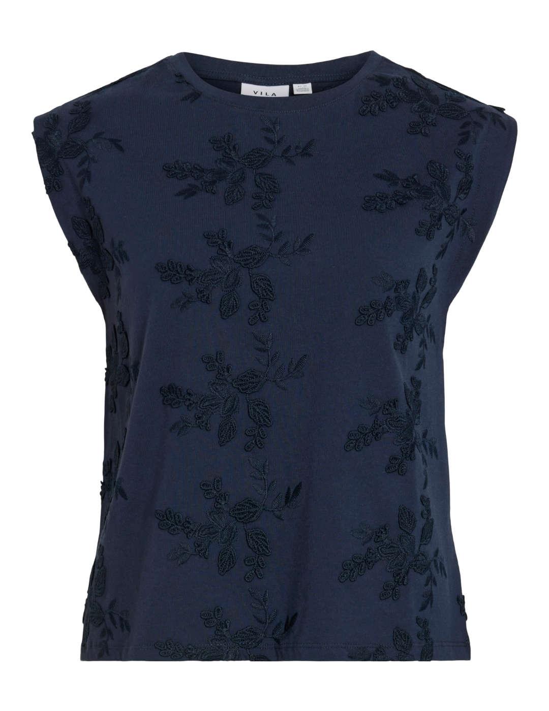 Camiseta Vila Nayla azul marino boraddos para mujer