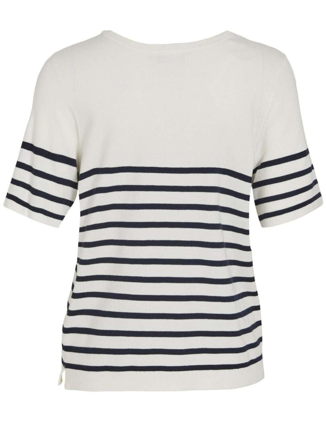 Camiseta Vila Wennie blanco raya negra de punto para mujer