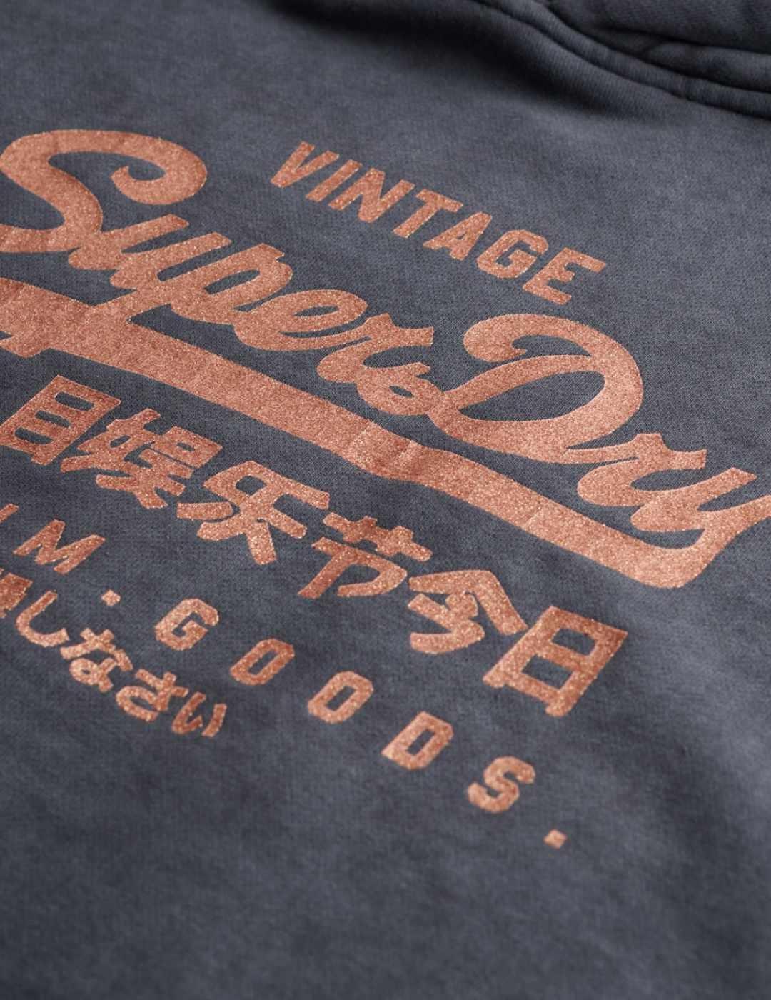 Sudadera Superdry Metallic gris con capucha para mujer