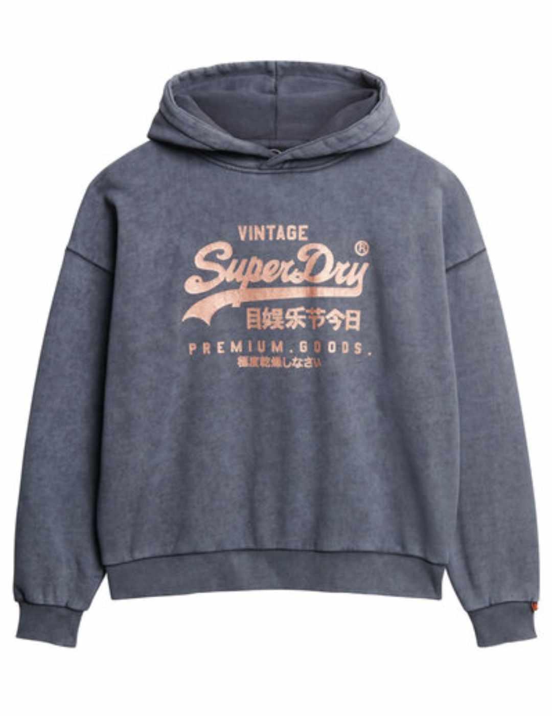 Sudadera Superdry Metallic gris con capucha para mujer