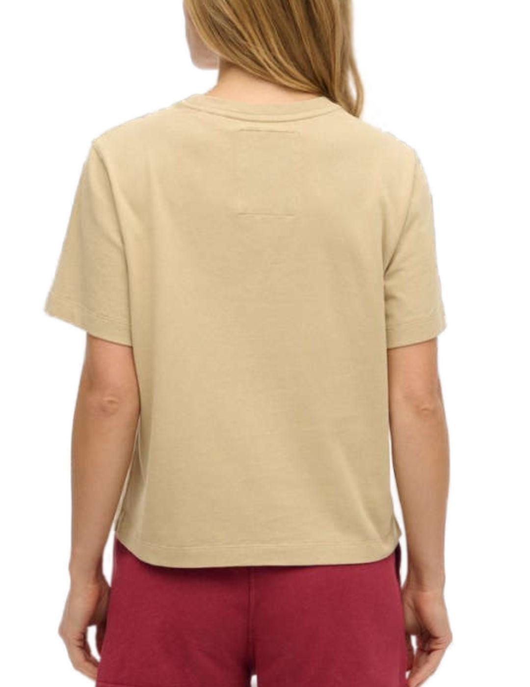Camiseta Superdry Country Club beige manga corta para mujer