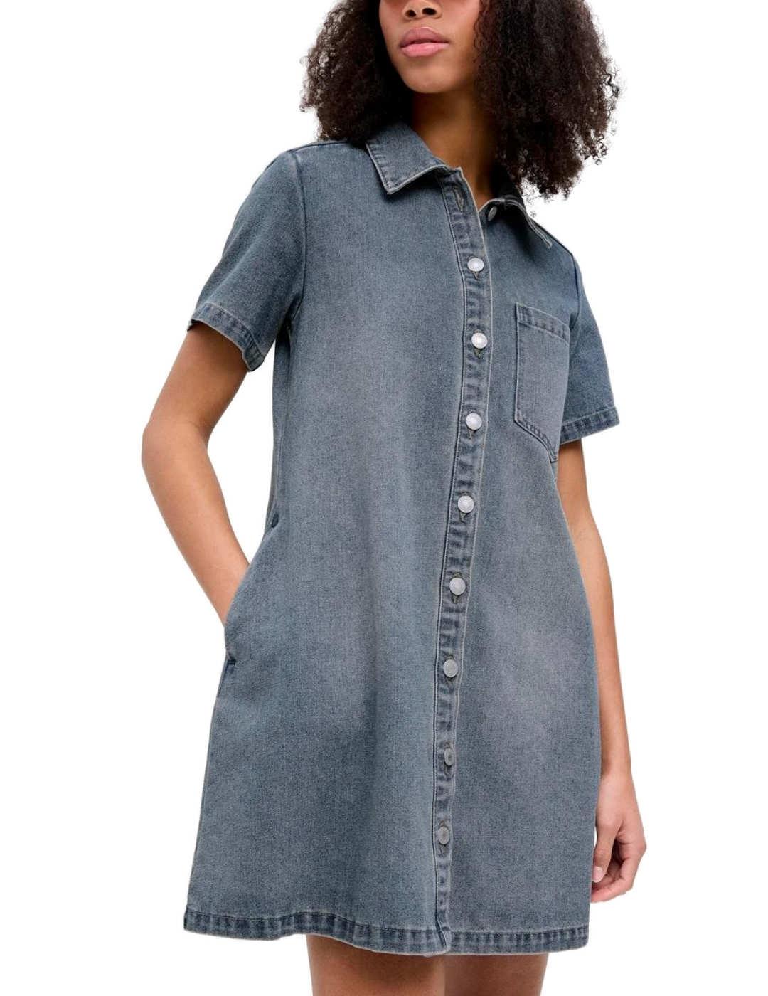 Vestido corto JJXX Mara denim azul manga corta para mujer