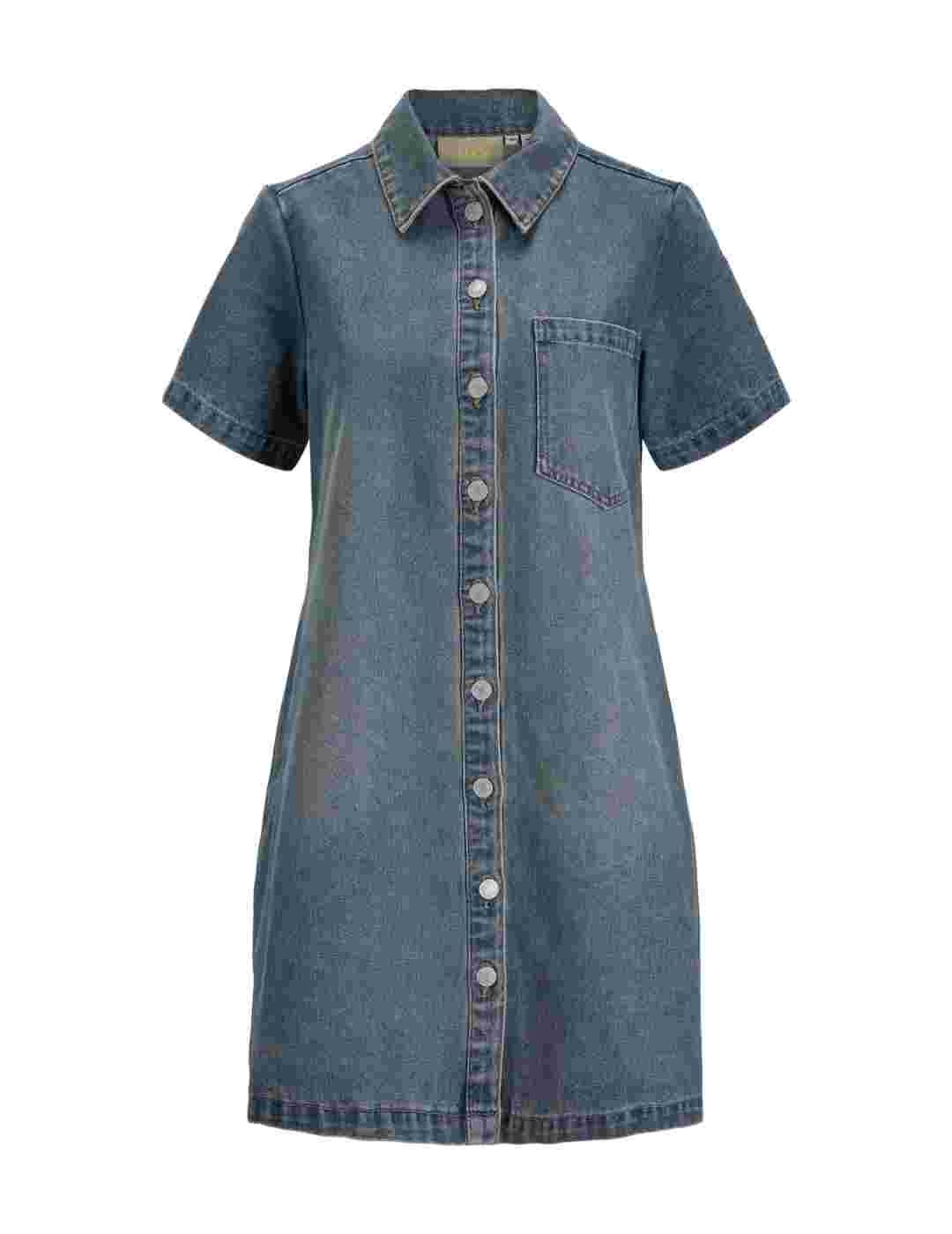Vestido corto JJXX Mara denim azul manga corta para mujer