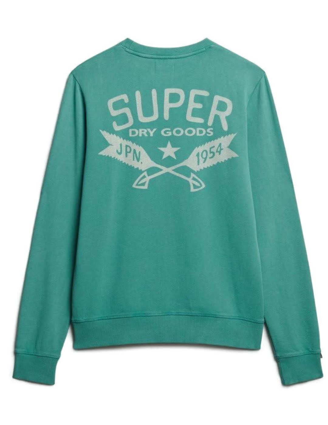 Sudadera Superdry Lo-Fi verde sin capucha para hombre