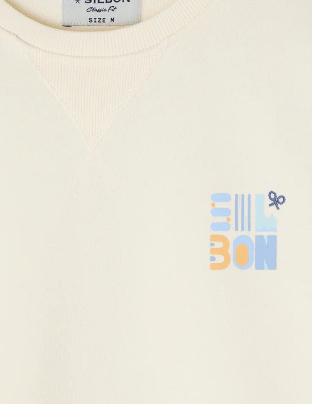 Sudadera Silbon Geometric crema sin capucha para hombre