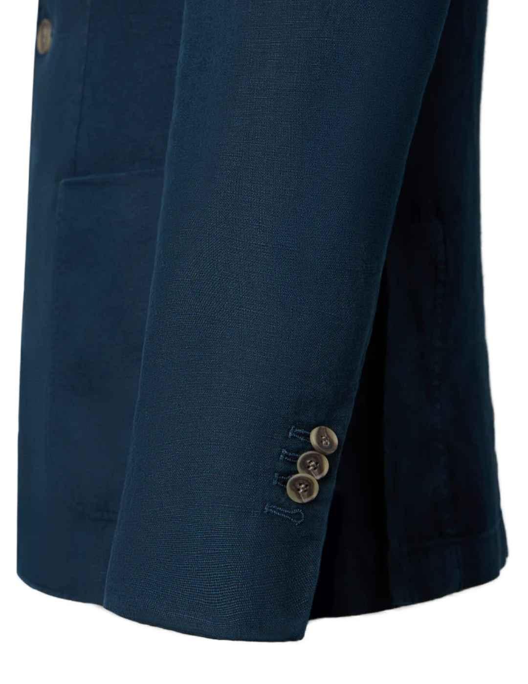 Americana Silbon comfort azul marino de lino para hombre 