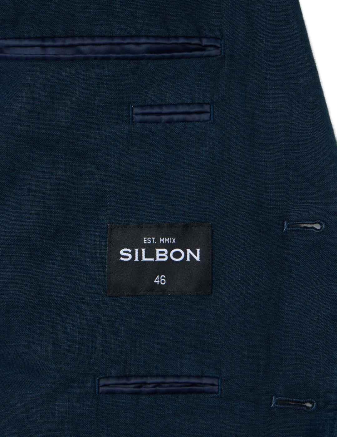 Americana Silbon comfort azul marino de lino para hombre 