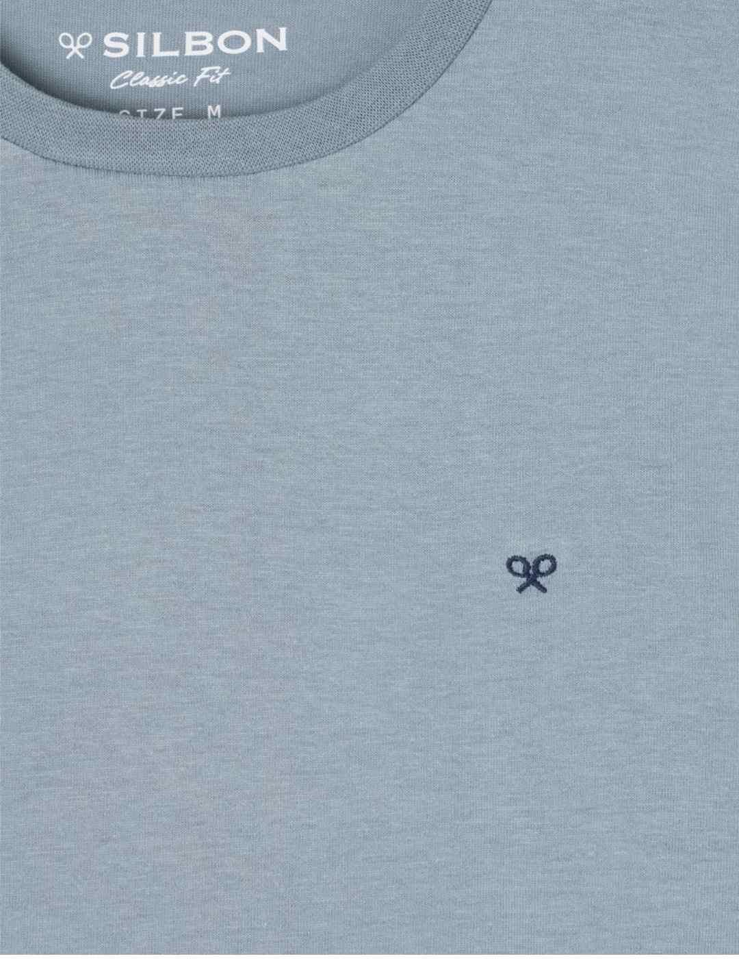 Camiseta Silbon minilogo verde agua maga corta para hombre