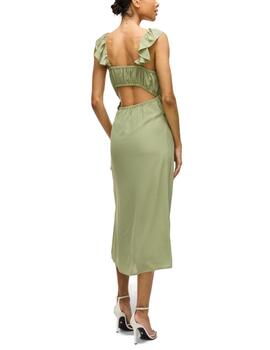 Vestido Vila Elke largo verde volantes para mujer