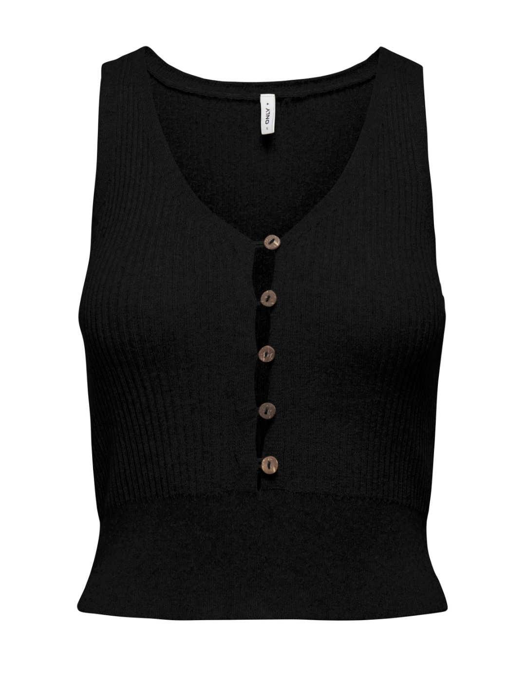 Camiseta Only Lina de punto negra tirantes para mujer
