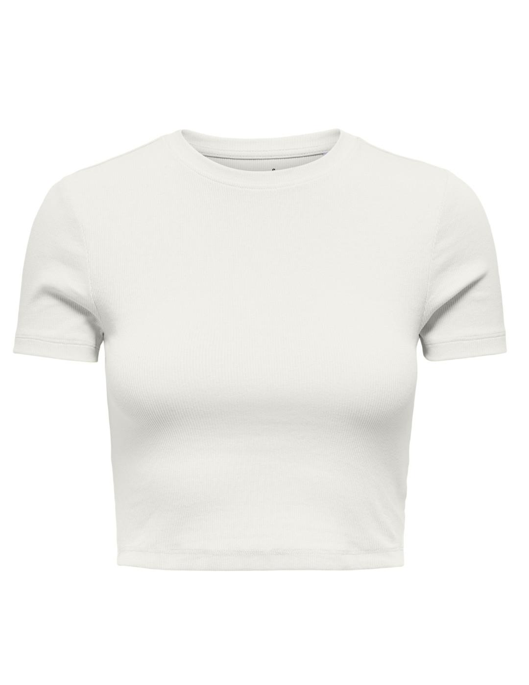 Top cropped Only Betty blanco manga corta para mujer