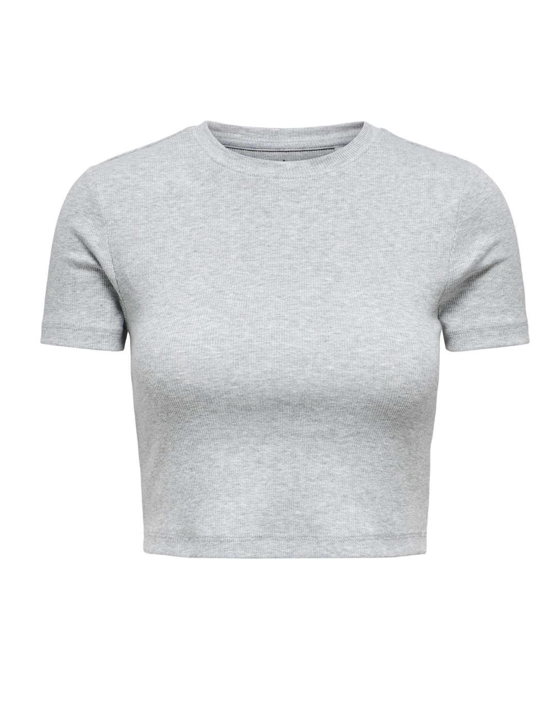 Top cropped Only Betty gris claro manga corta para mujer