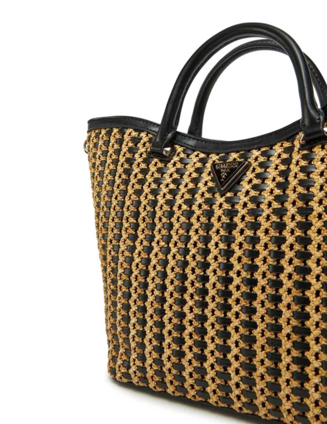 Bolso bandolera Guess Atalia Tote rafia negro para mujer