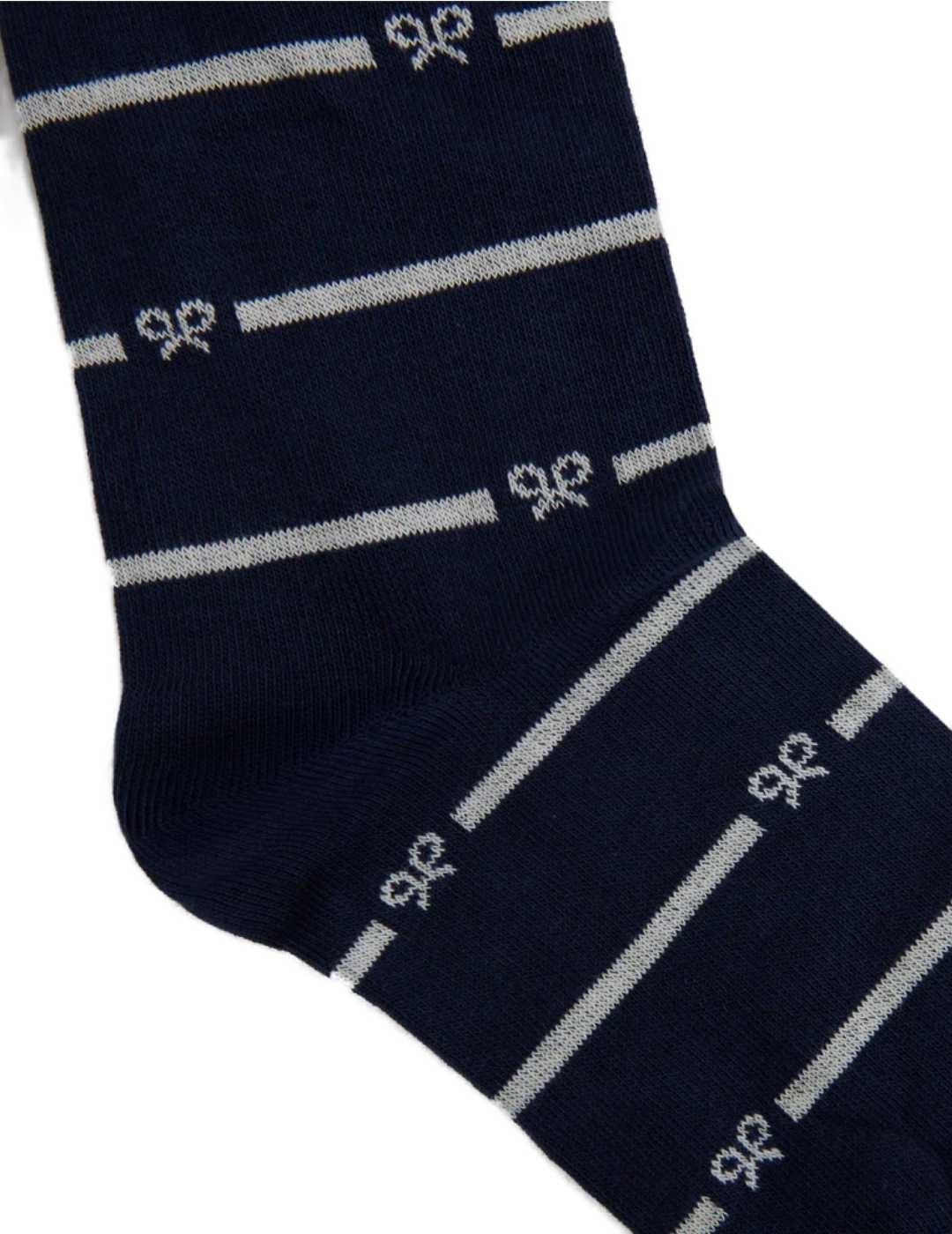 Calcetín alto Silbon rayas raquetas azul marino para hombre