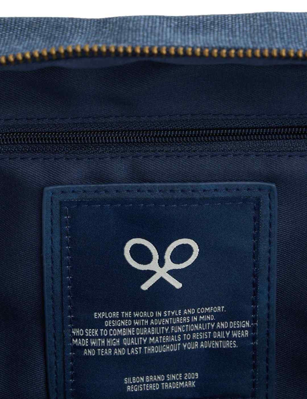 Neceser de viaje Silbon clásiico azul marino y marrón unisex