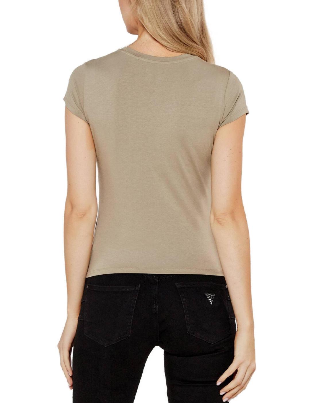 Camiseta Guess Atelier kaki manga corta para mujer