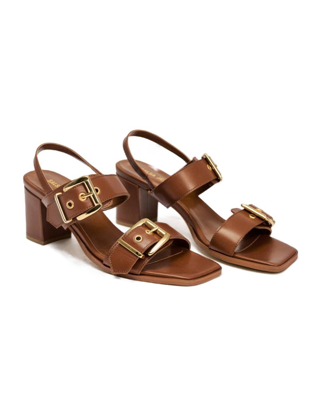 Sandalias Salsa marrones de tacón bajo para mujer