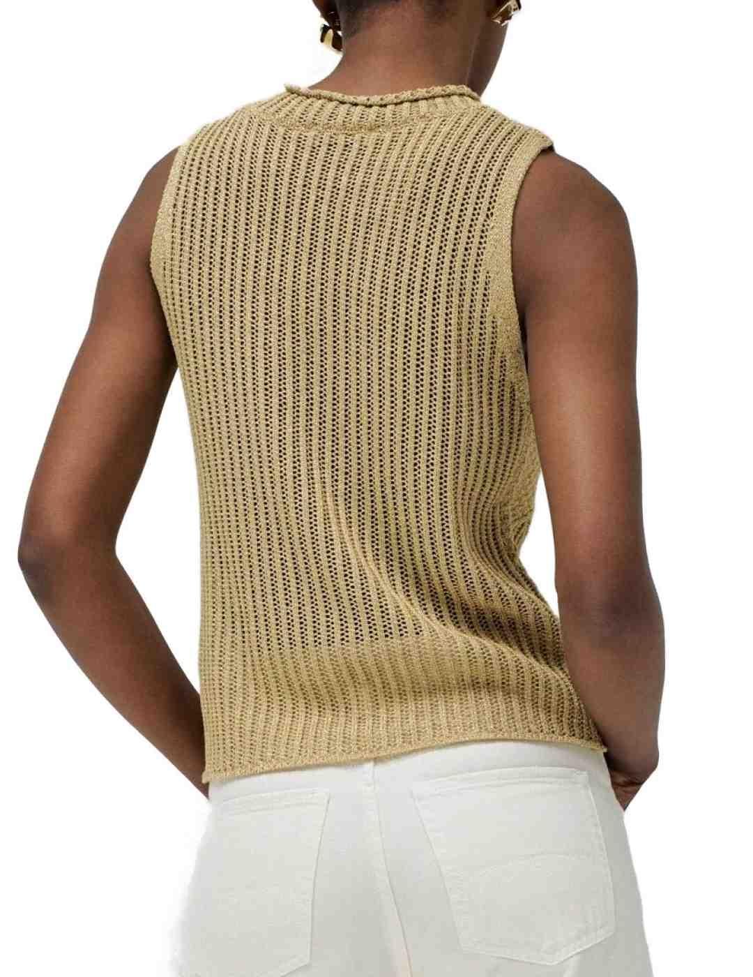 Top Salsa dorado punto tirante ancho para mujer